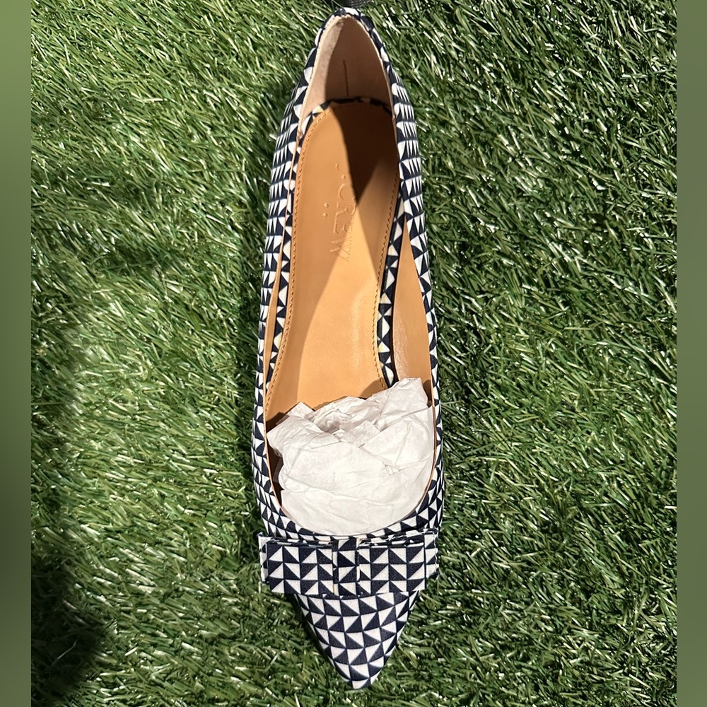 J. Crew White and Blue Heels with Elegant Design